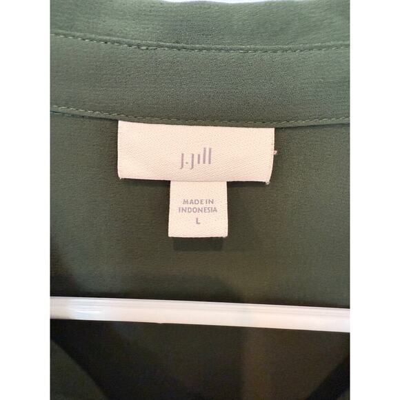J. Jill Olive Green Oversized Button Up‎ Shirt Layered Look Large - Picture 4 of 9